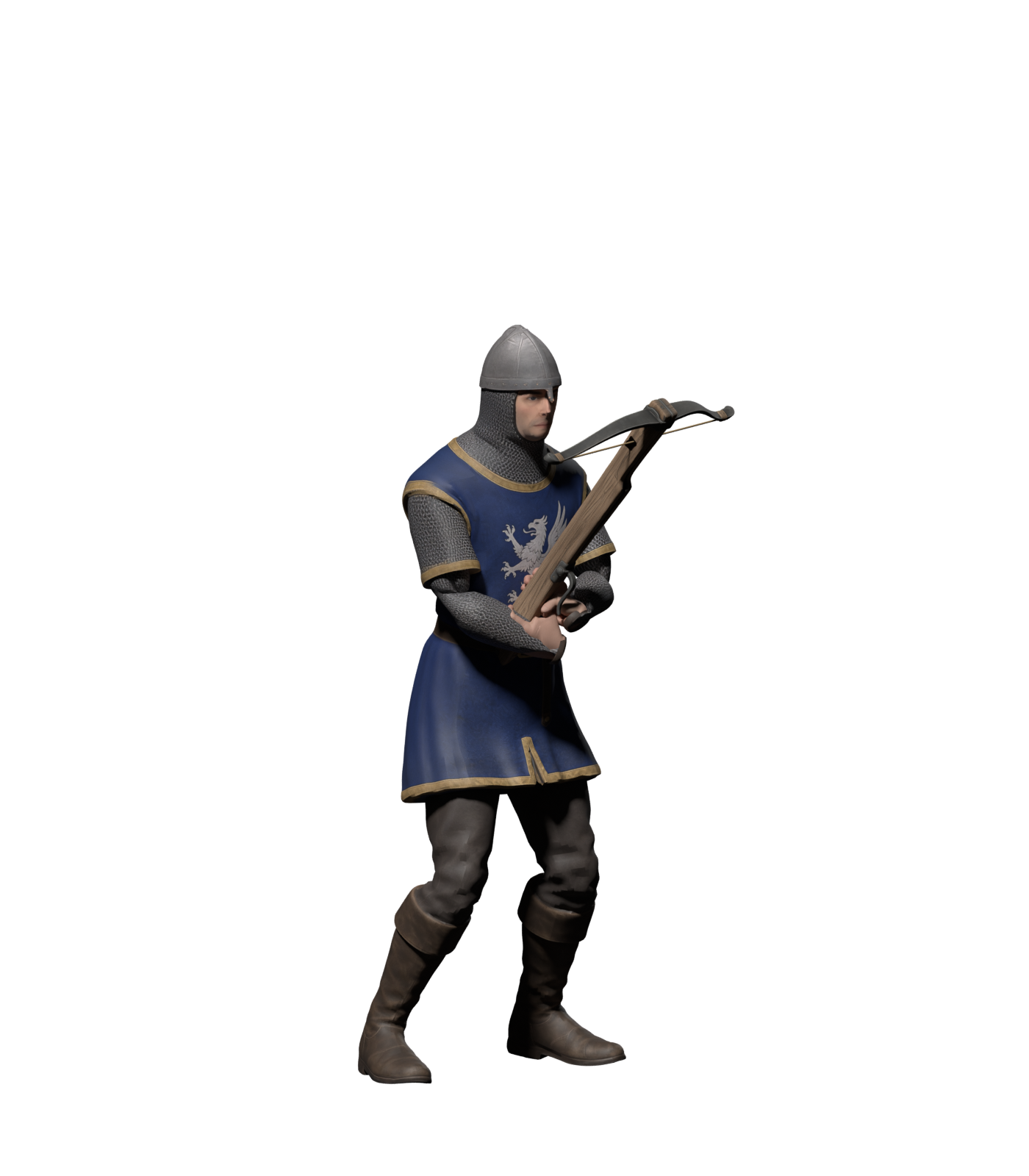 Two-handed defensive carry, high-resolution static Blender render