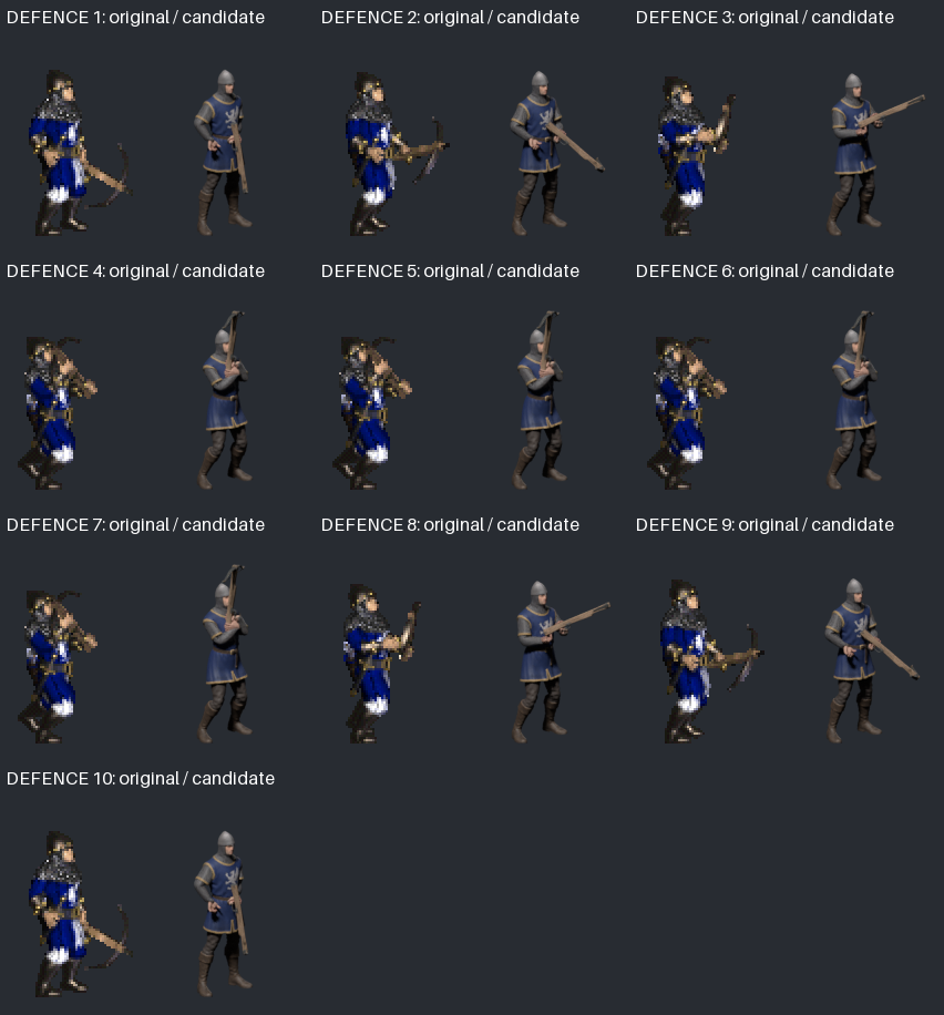 Ten-frame defence comparison