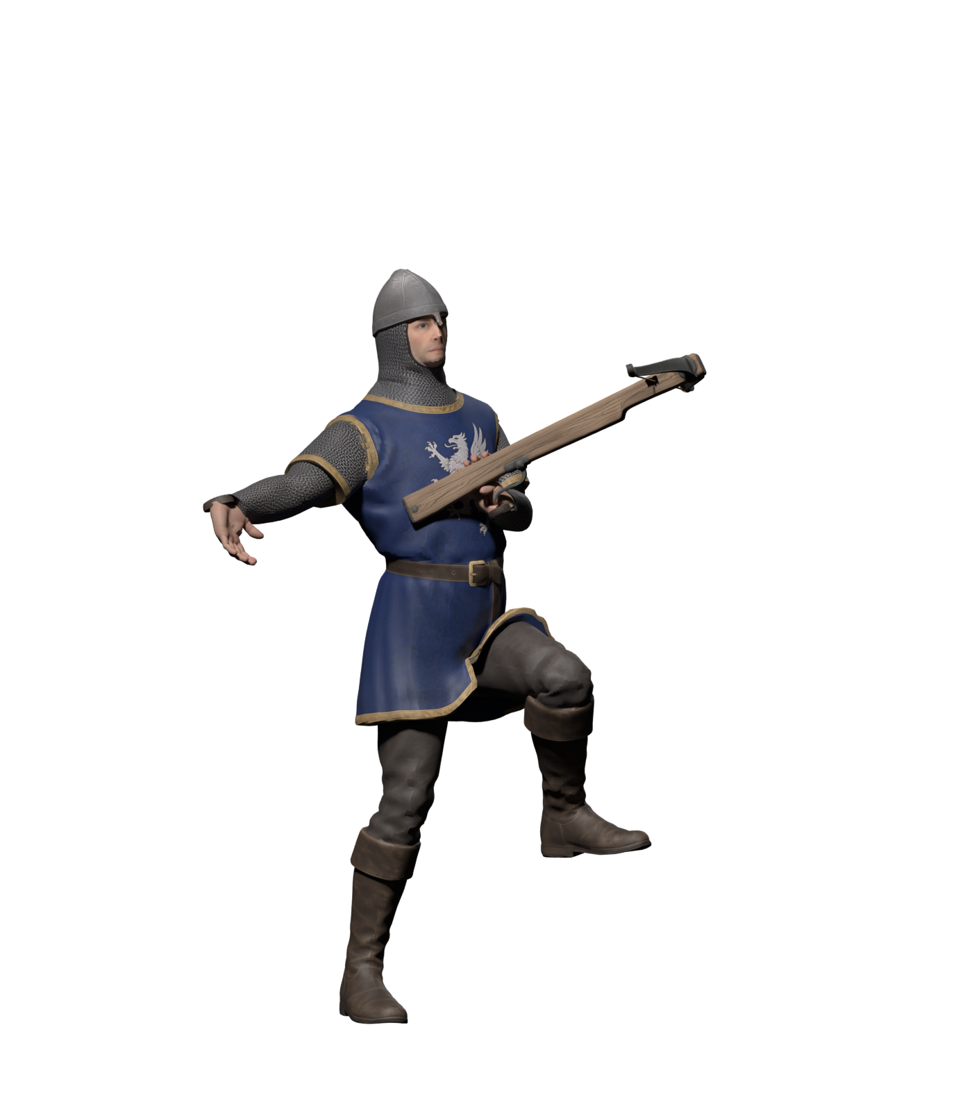 Hit pose, high-resolution static Blender render
