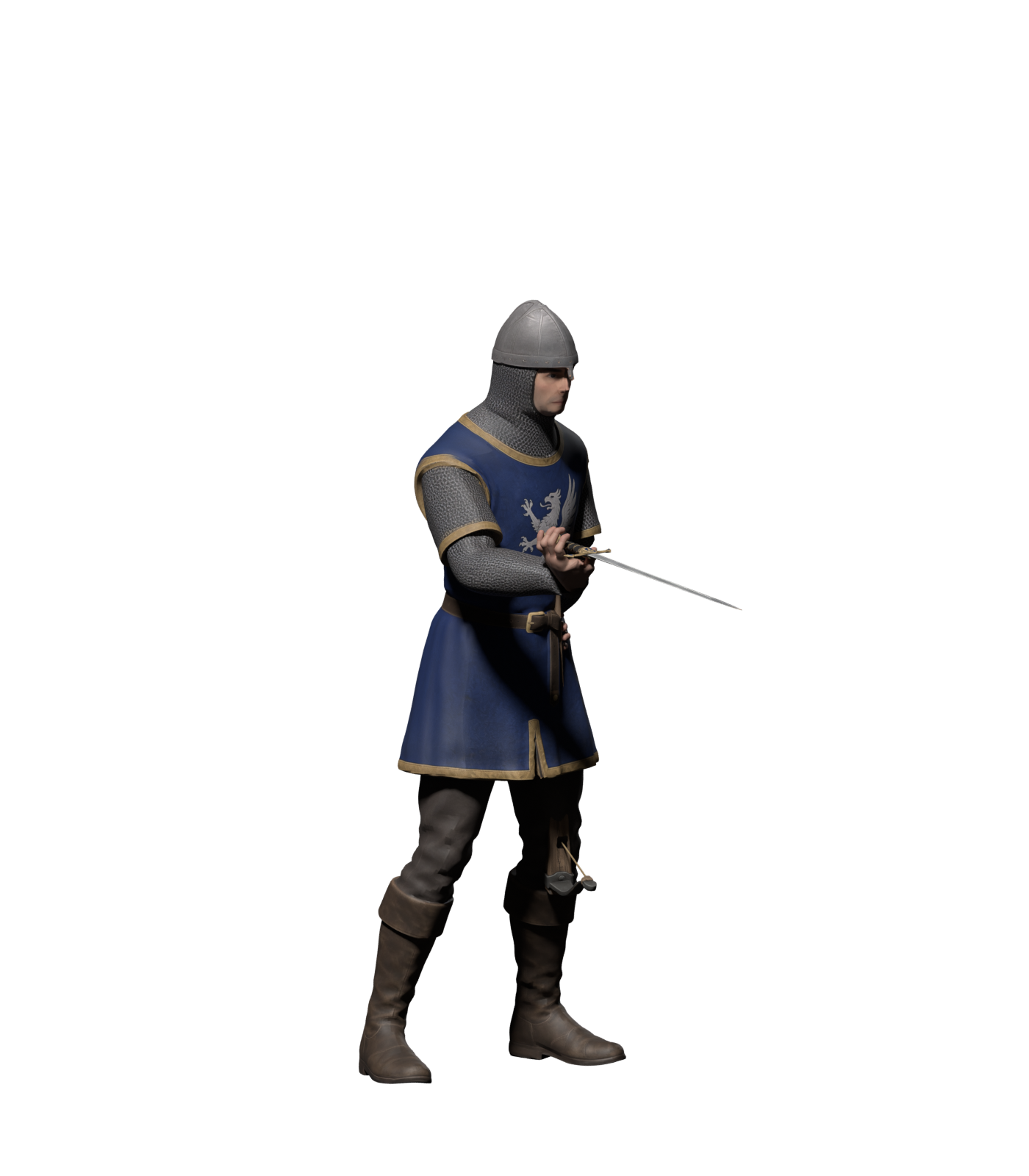 Earlier front strike with an open-looking palm and incorrect projected sword direction