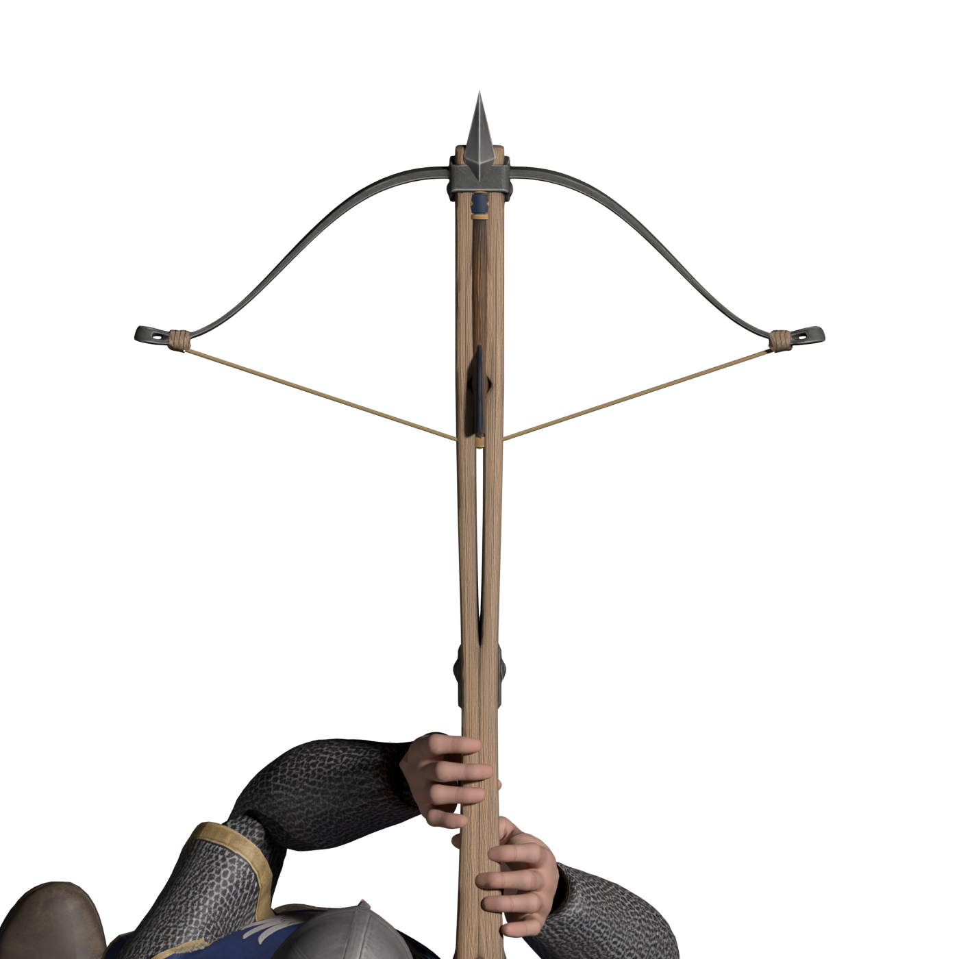 Mid-release: the bolt advances with the string