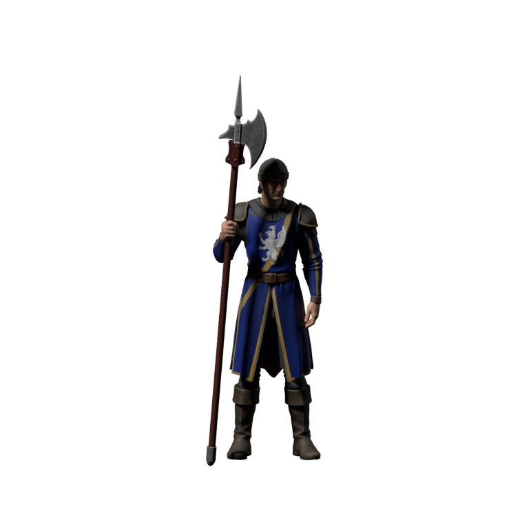 Meshy review render of the accepted Halberdier mesh