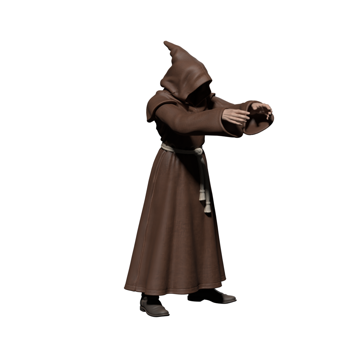 Forward cast, actual 1200×1200 Blender still; body motion only
