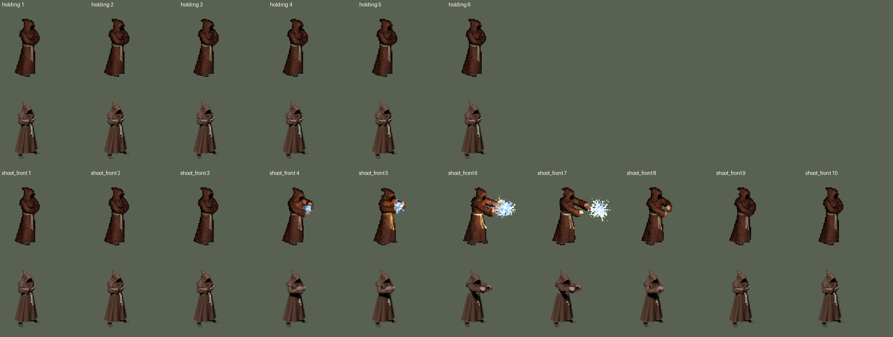 Holding and forward cast: original above each new rendered row; the original includes effects, the new body draft does not