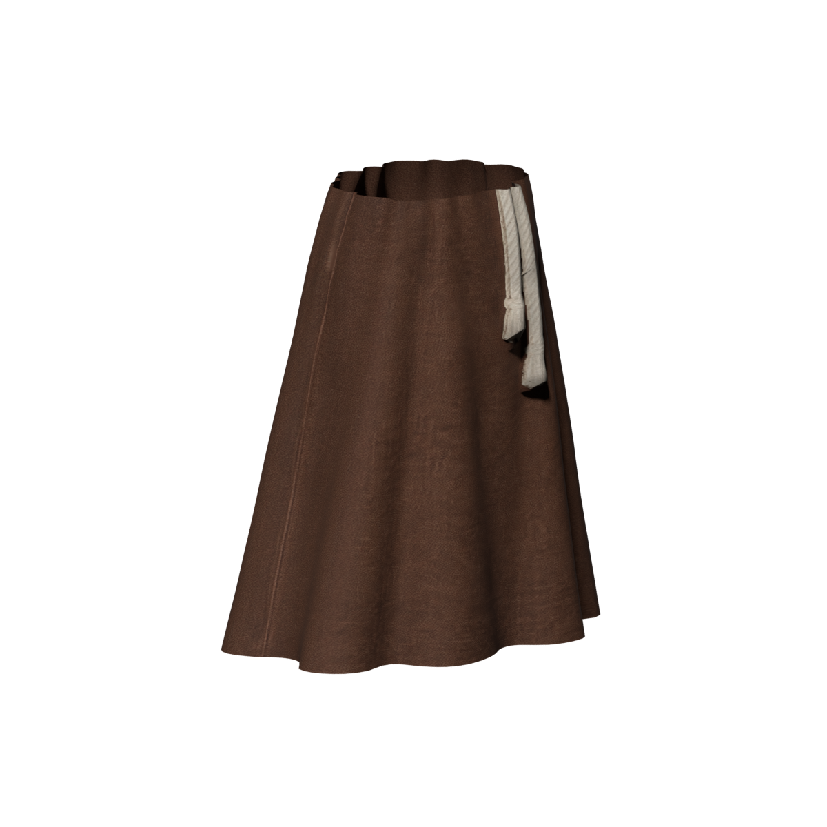 Separate skirt with colour baked from the Meshy model, actual 1200×1200 Blender still