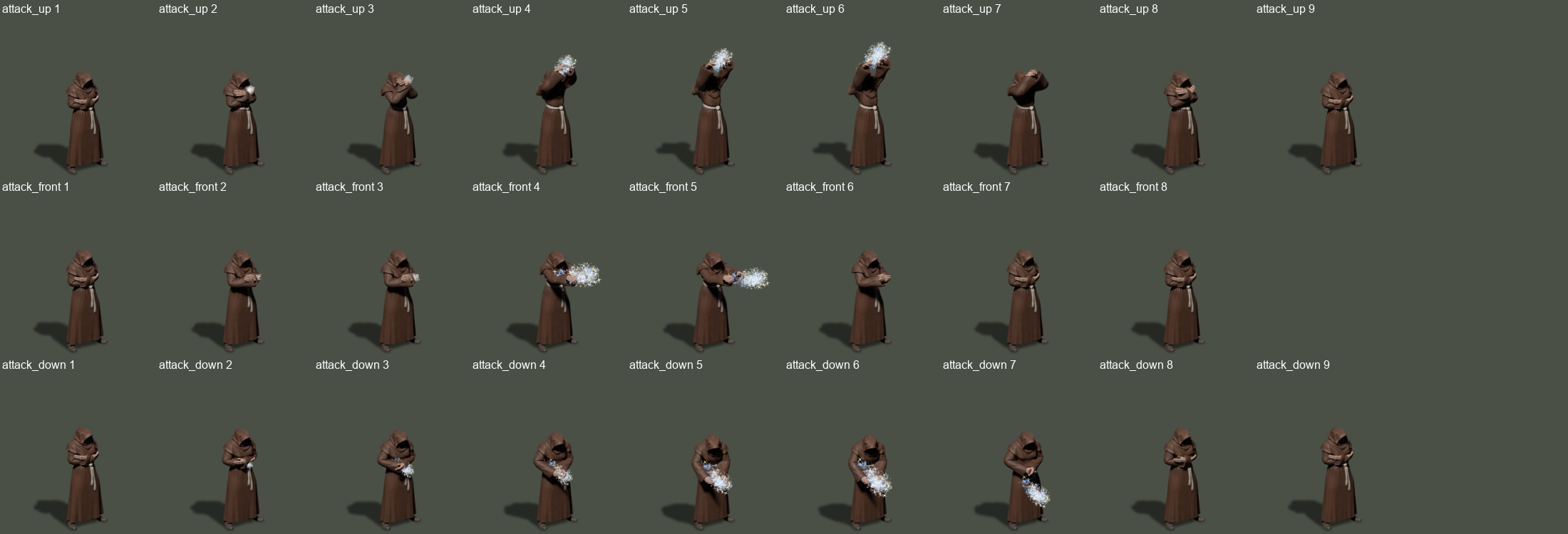 Complete offline melee composites in three directions; not installed