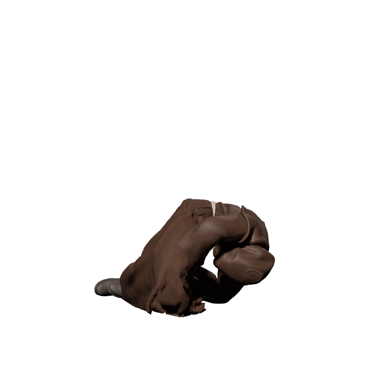 Rejected cloth self-collision experiment, actual high-resolution Blender still