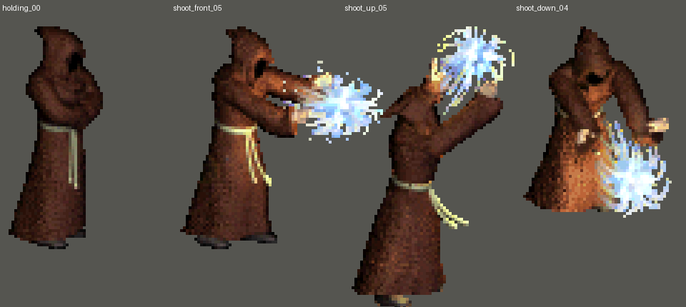 Original Monk holding and directional casts, enlarged with nearest-neighbor sampling for reference