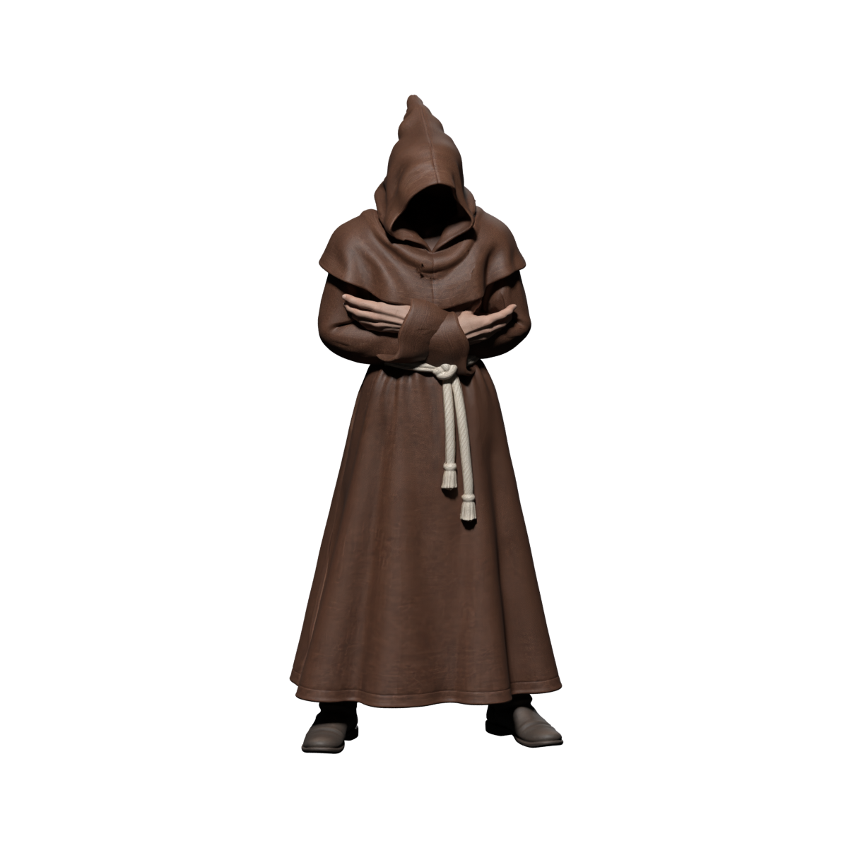 Intermediate turn pose, actual 1200×1200 Blender still