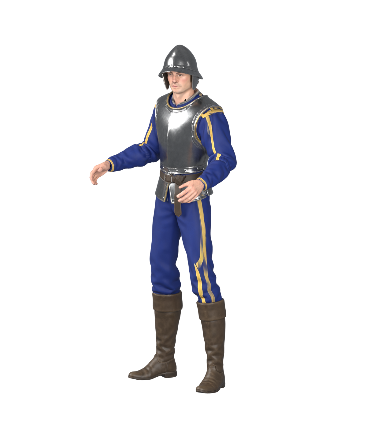 Bent-elbow skinning probe, actual 1200 × 1400 Blender still; this checks one sleeve pose, not an attack animation