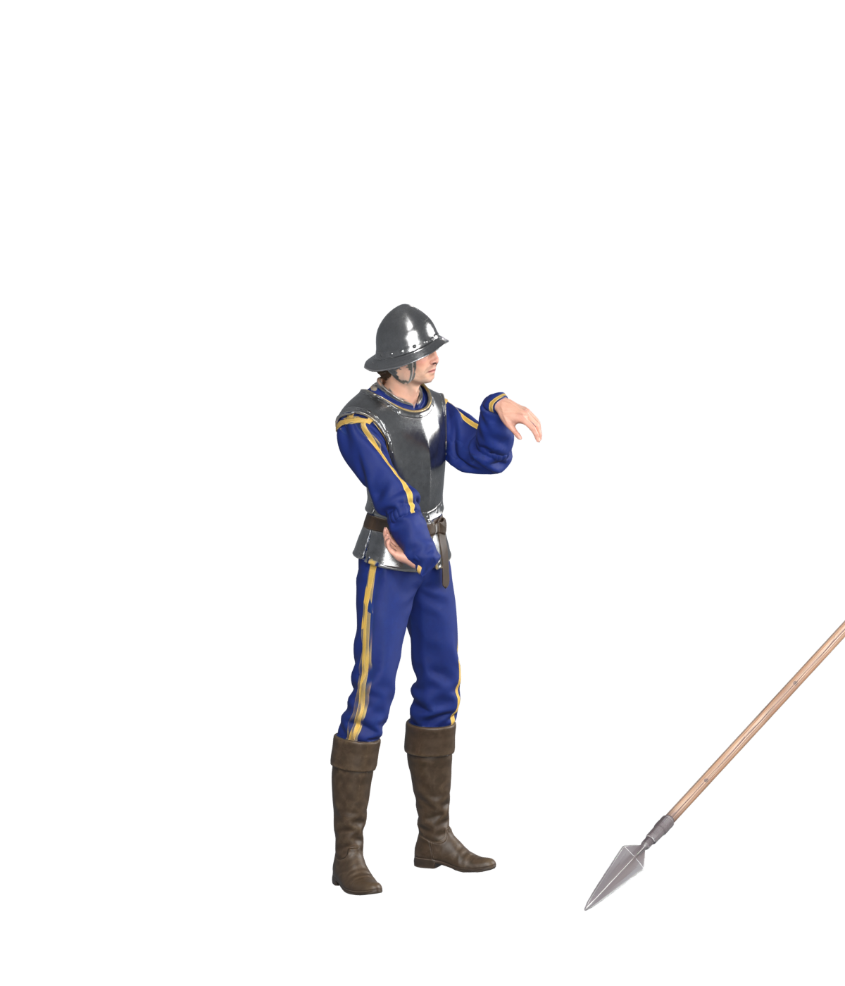 Previous detached pike with a reversed spearhead; actual Blender render, not adopted