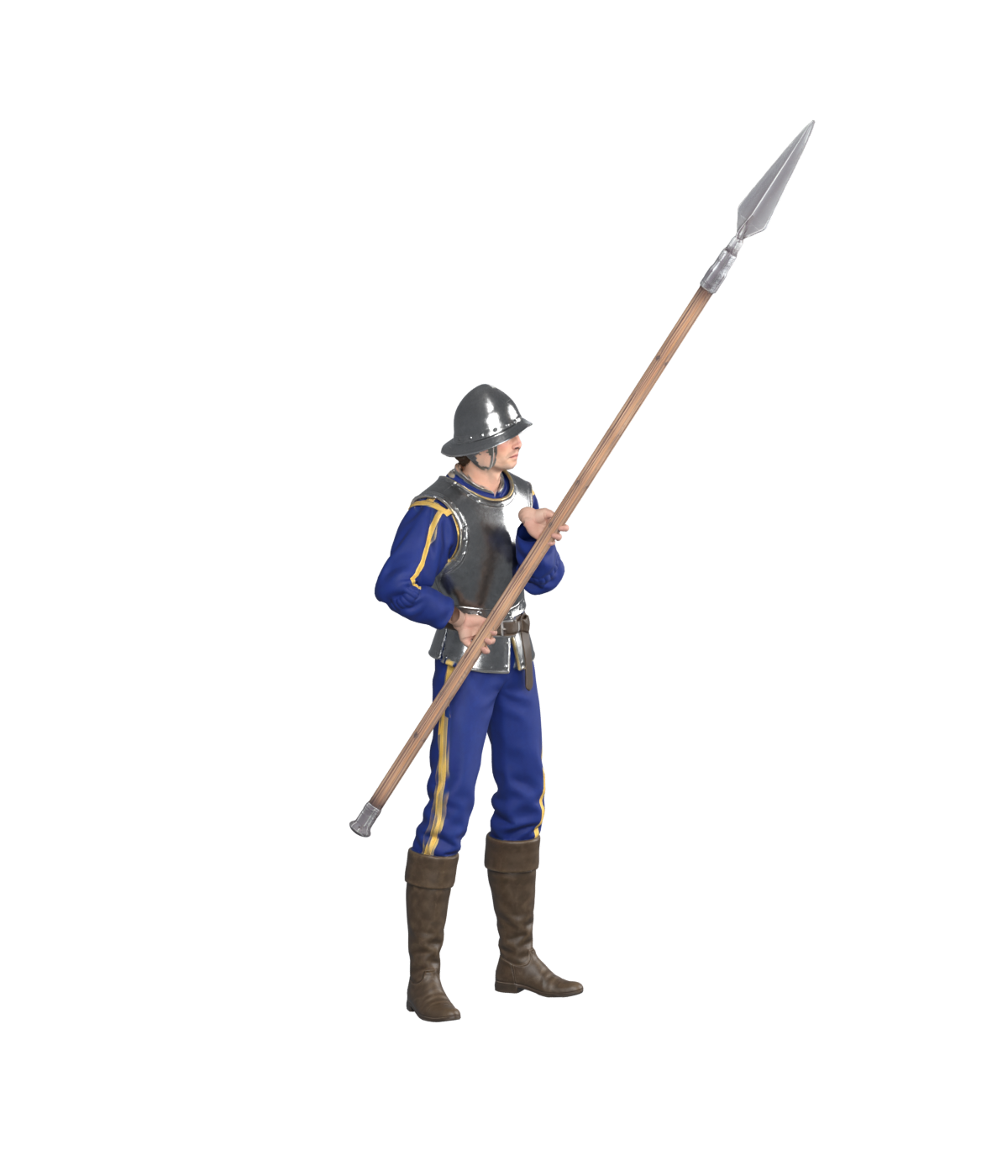 Current pike-holding draft, actual 1200 × 1400 Blender render; not installed