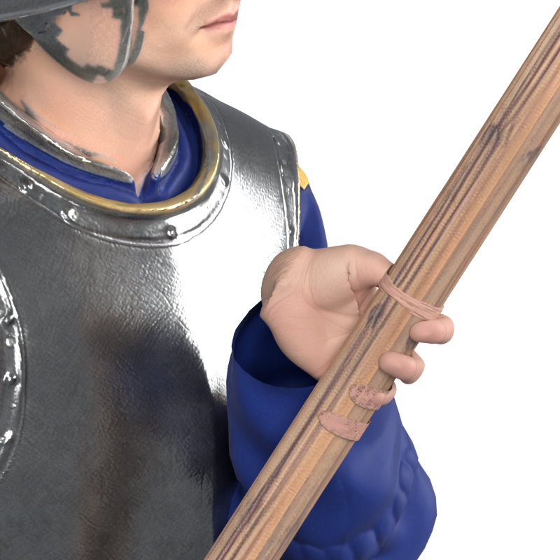 Direct vertex projection flattened the fingers, actual Blender render; rejected