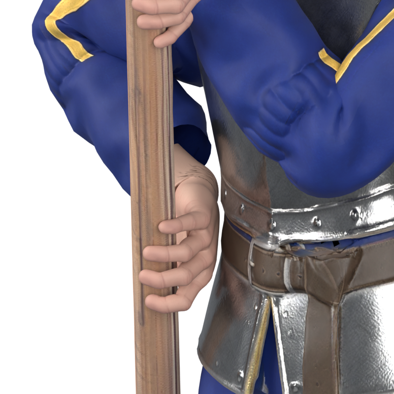 Revised right contact, actual 800 × 800 Blender still; wrist fit and animated grip remain unfinished