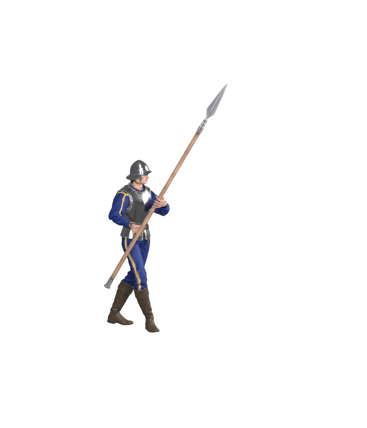Fourth frame with the support leg exchanged, actual 1200 × 1400 Blender still