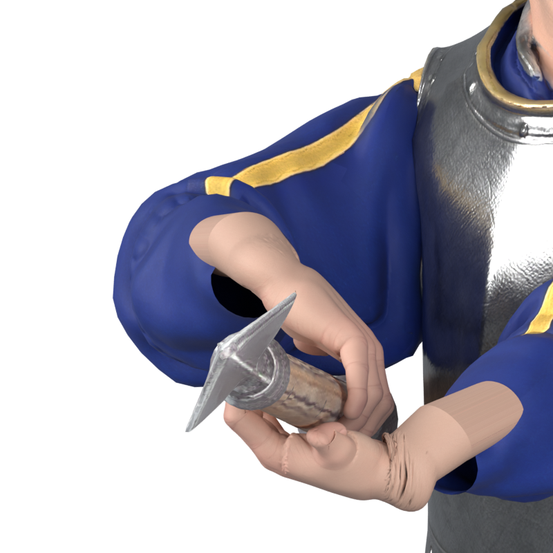 Rejected skin extension, actual Blender still; rigid wrist shape and stretched texture
