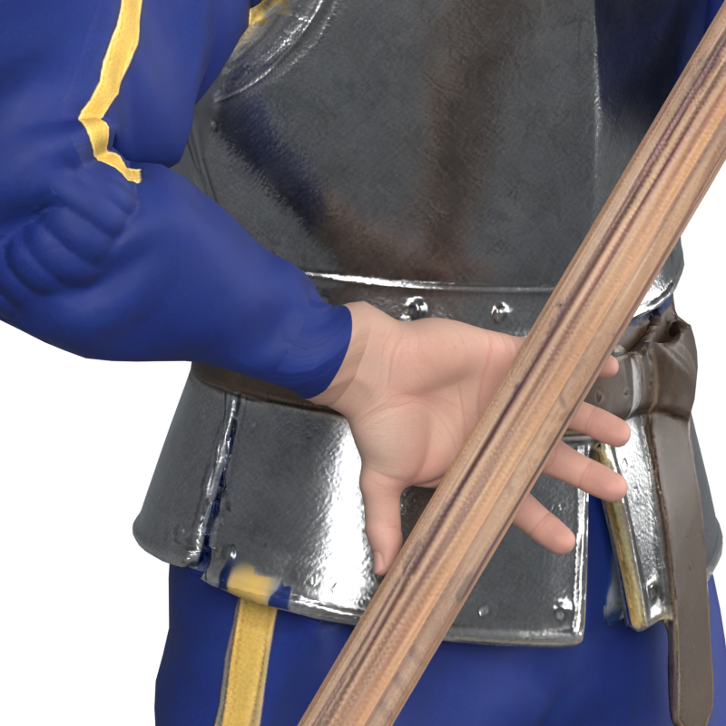 Right hand opening during hit, actual 800 × 800 Blender still along the revised release path
