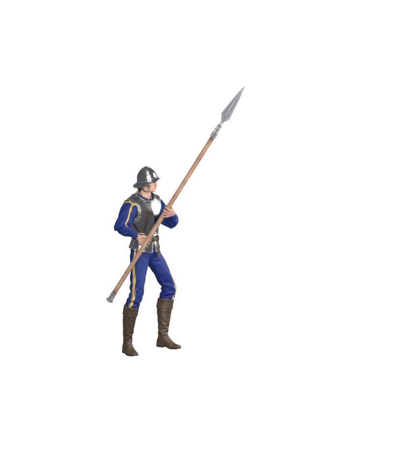 Constrained start pose, actual Blender render with foot and grip targets
