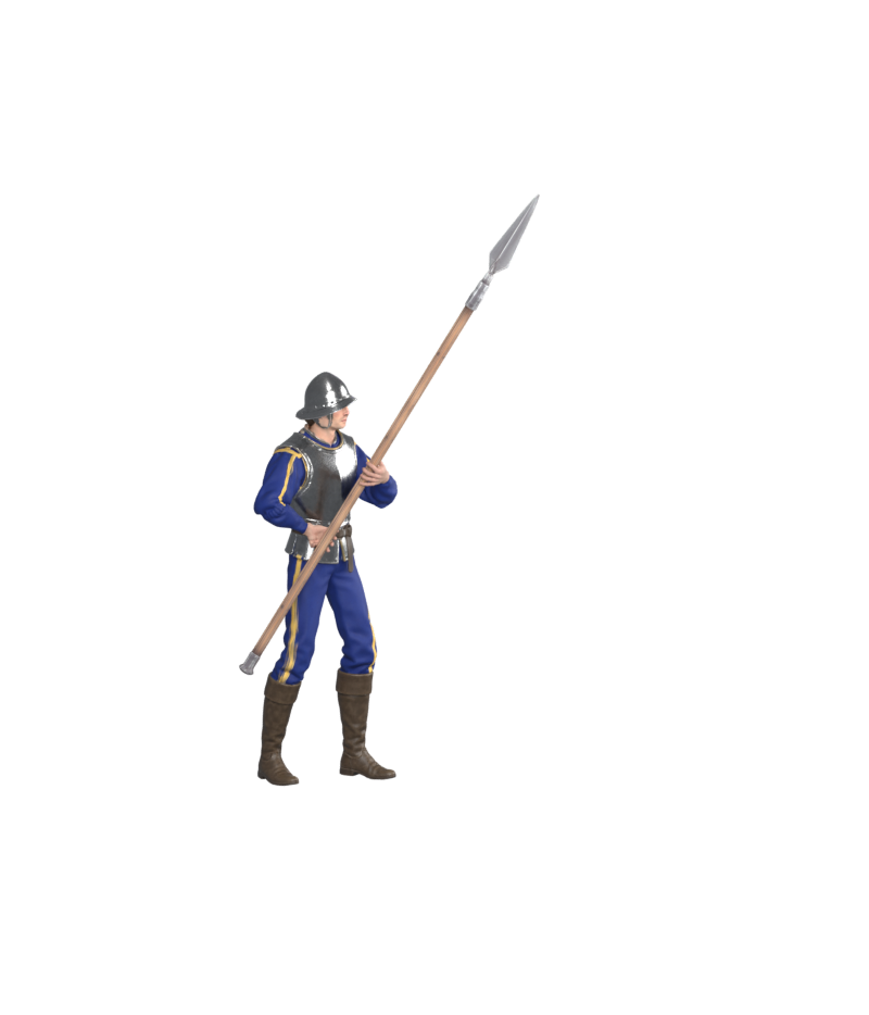 Rejected transform-blend trial, actual intermediate Blender pose; checks found floor penetration and left-hand/shaft contact