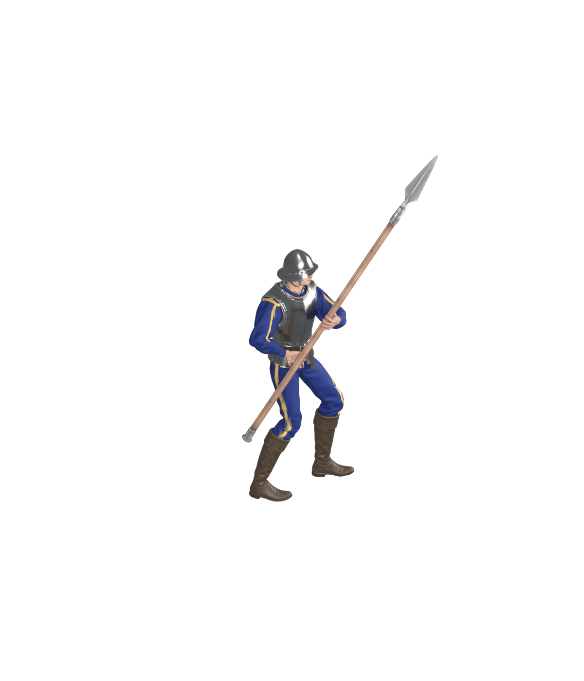 Current upright walk candidate, actual 1200 × 1400 Blender still with blog framing; not gameplay or an accepted final model