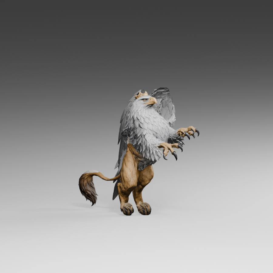 One sampled shoulder pose, an actual Blender still rather than a full wing-unfolding animation