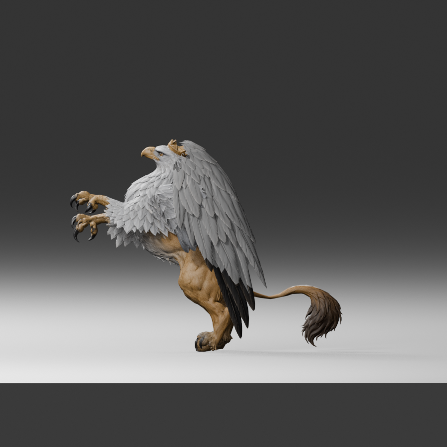 Side view of the same study; the folded donor wings still need shoulder attachment