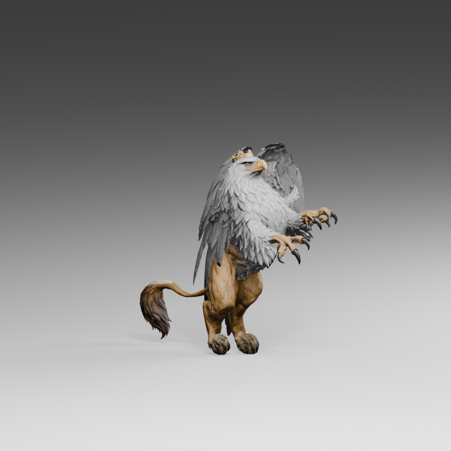 Current Royal Griffin study, actual 900 × 900 Blender still, not concept art or a game screenshot