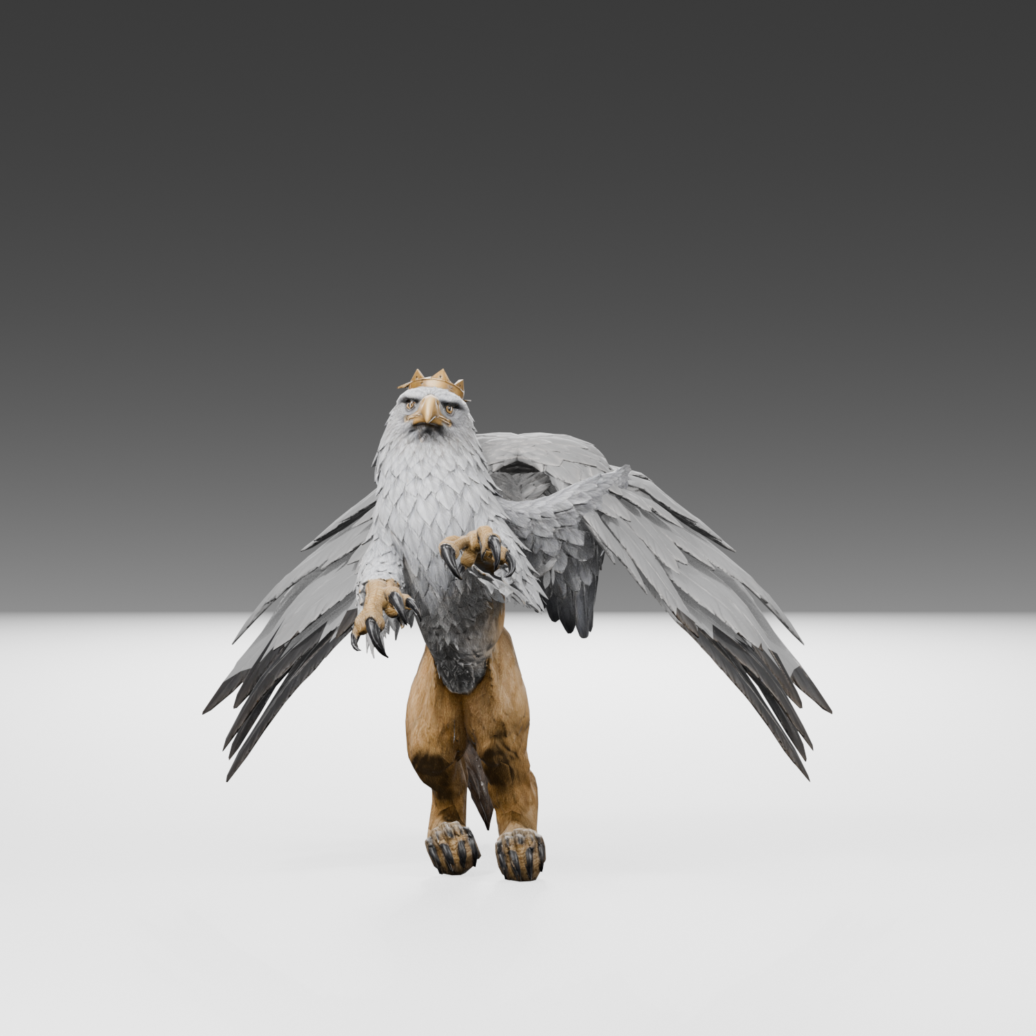 Front inspection render showing the remaining shoulder concavity; rear coverage does not establish a finished model