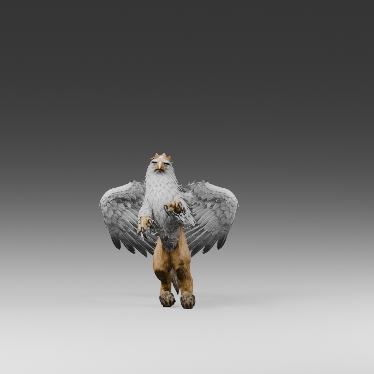 Front view at the end of the backward sweep, actual Blender still; local deformation and intersections need work