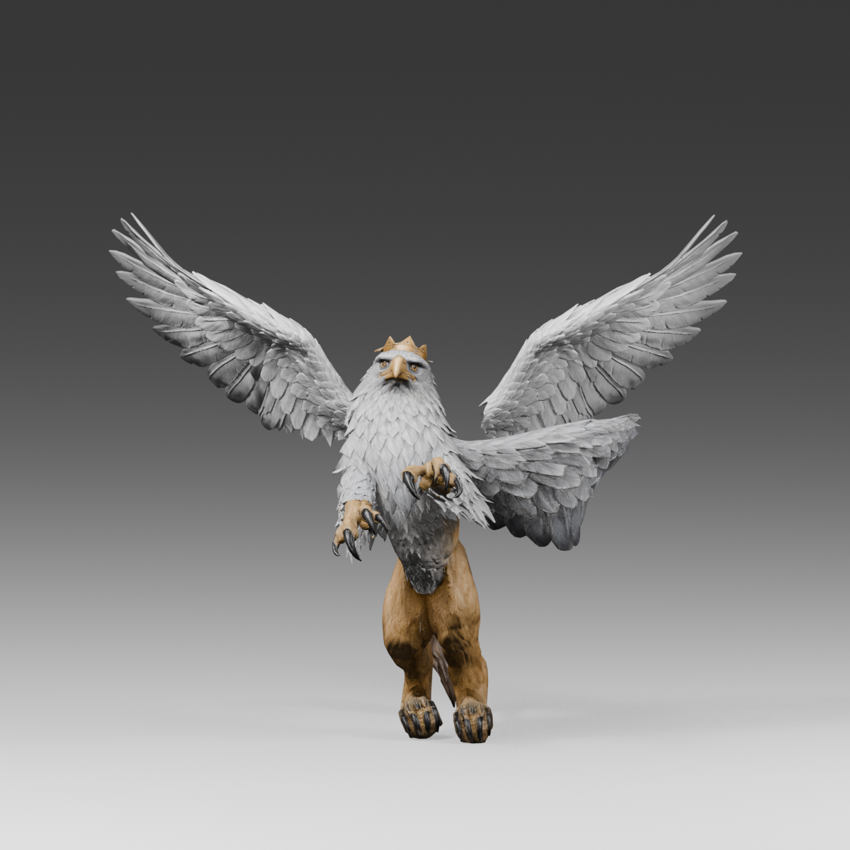Rejected displacement-direction error extending the old wing outward, actual Blender render