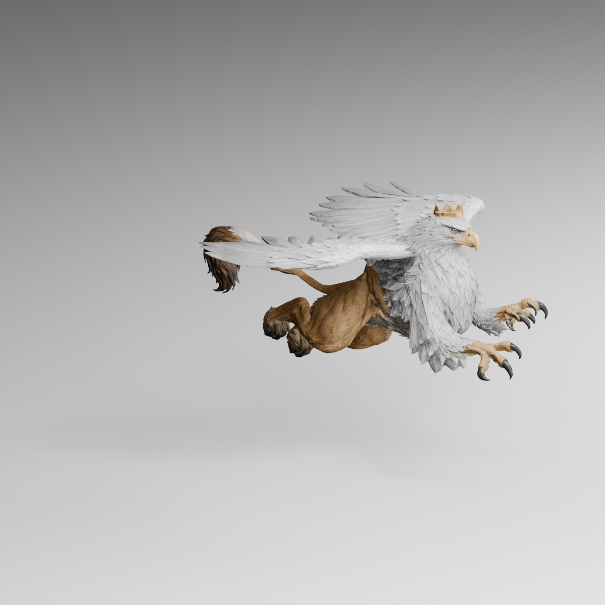 Front attack with independent claw and hind-leg motion; actual 1200 × 1200 Blender still