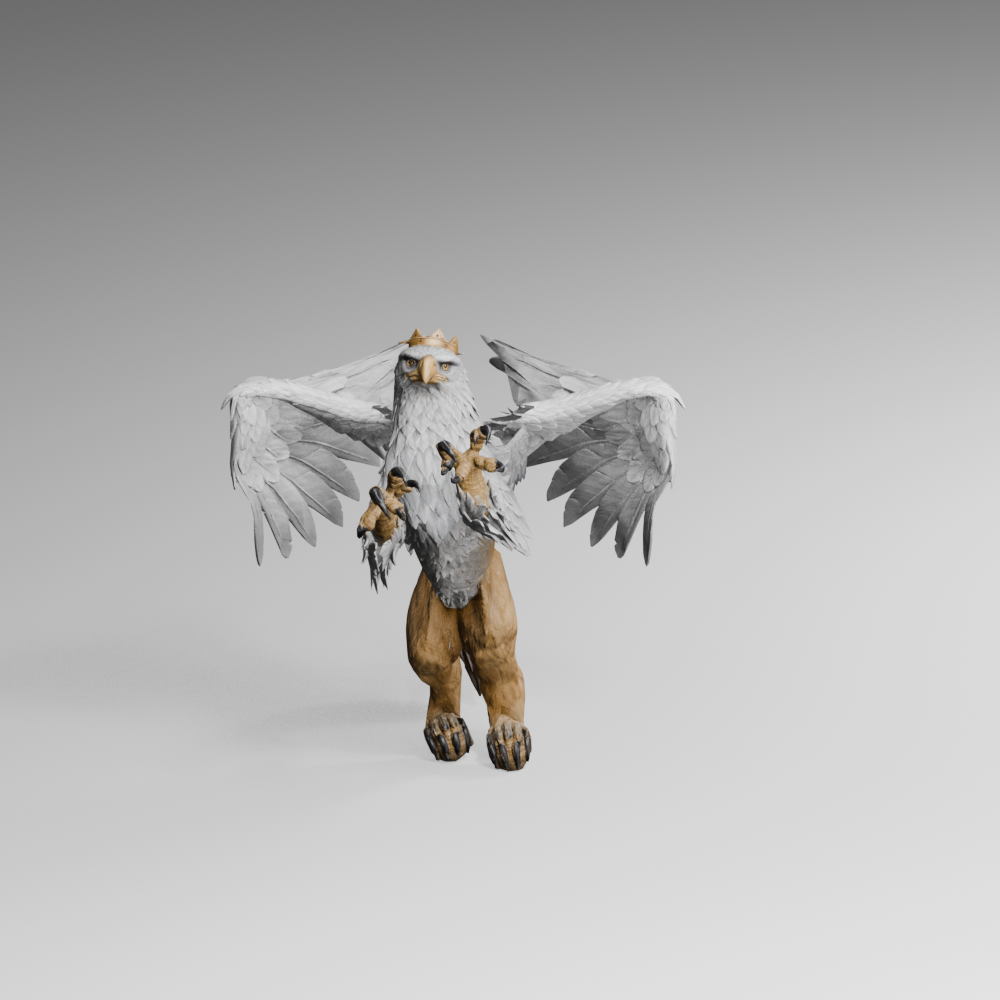 Revised sweep and fold, actual 1000 × 1000 Blender still; a partial correction, not an accepted final pose