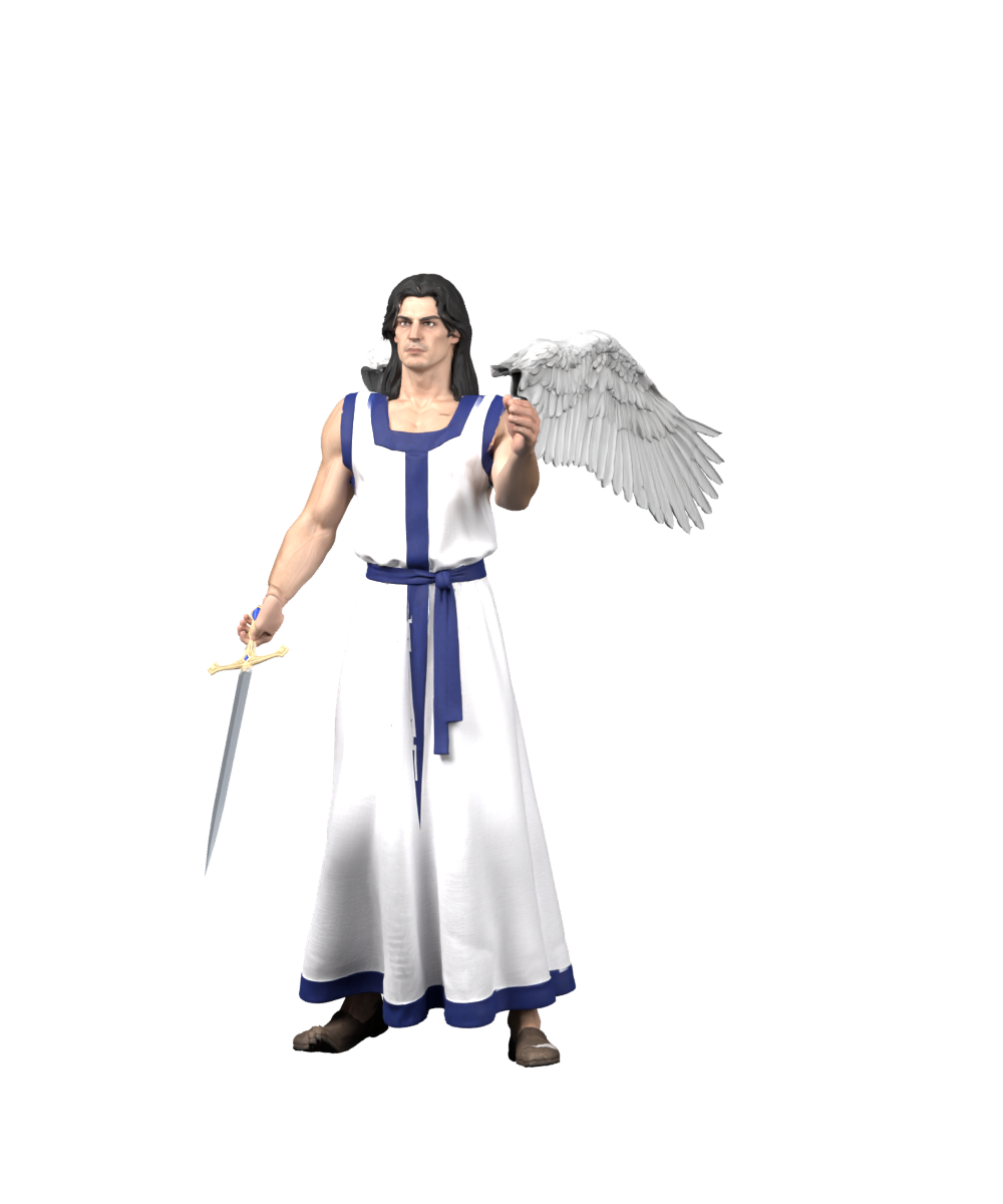 A middle pose from the display animation on the revised body. Actual high-resolution Blender still; wing attachment remains incorrect. Not installed.