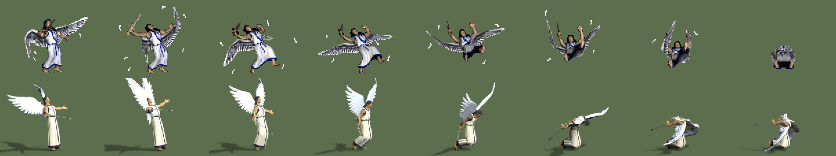 Original (top) and new draft (bottom), eight death frames