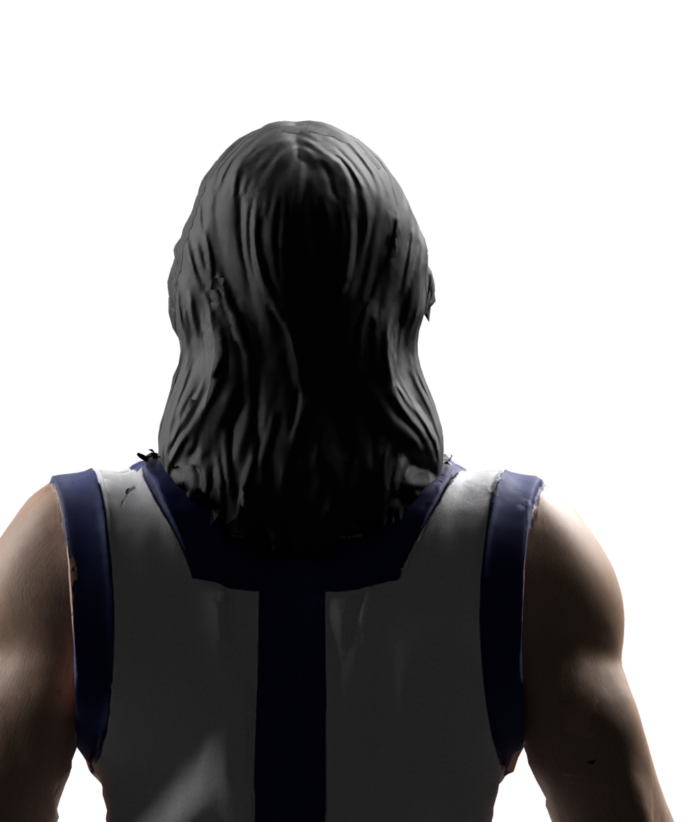 Rear hair and nape after repair. Actual high-resolution Blender still; not installed.
