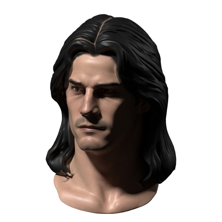New Angel head, a Blender still of the actual 3D model. Not concept art; not installed.