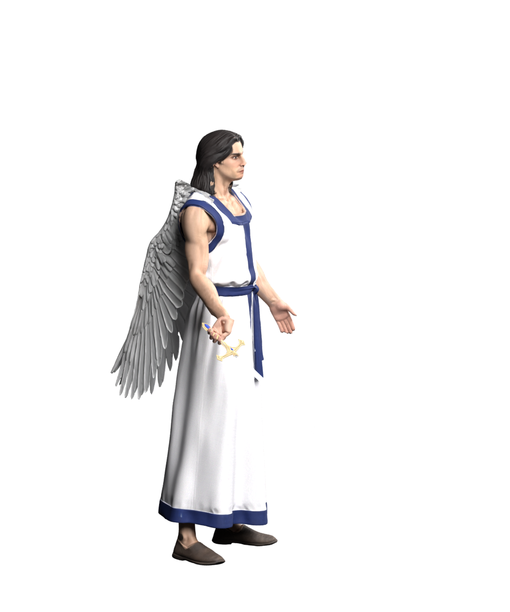 High-resolution Blender still of the Angel proportion and compact-wing revision, now installed across the action set in 0.27.25; not an in-game capture