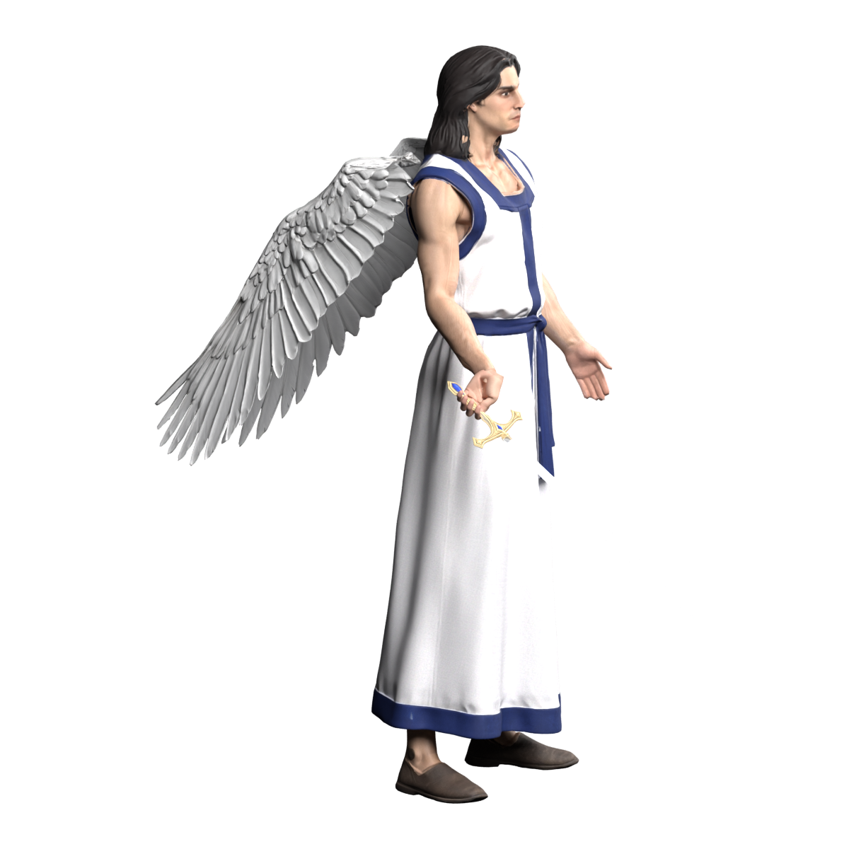 High-resolution Blender idle still of the Angel revision candidate; corresponding actions installed in 0.27.27