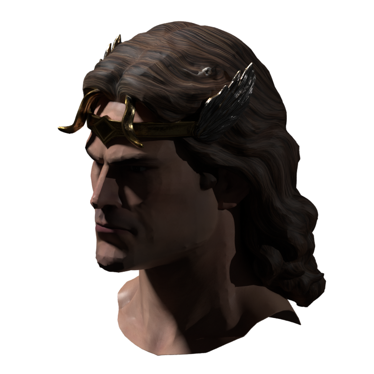 New Archangel head, a Blender still of the actual 3D model, retaining the winged circlet. Not installed.