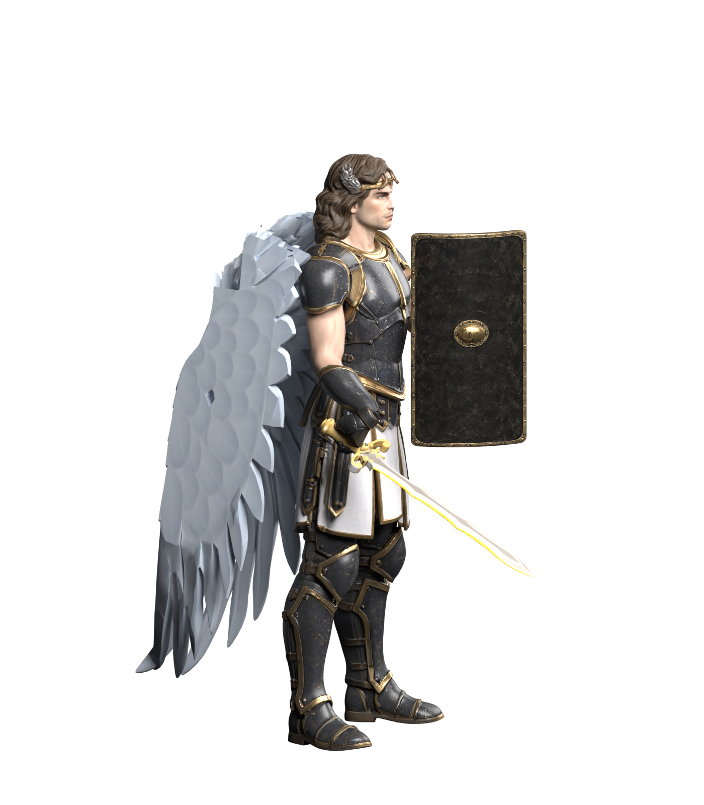 1400 × 1600 Blender still with the rejected shield. The body and grips remain usable; shield design and orientation need replacement
