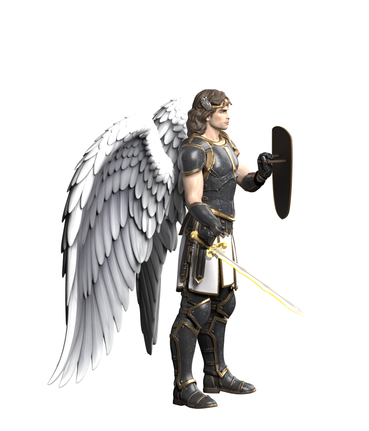 High-resolution Blender still of the replacement Meshy wings fitted to the body; not concept art