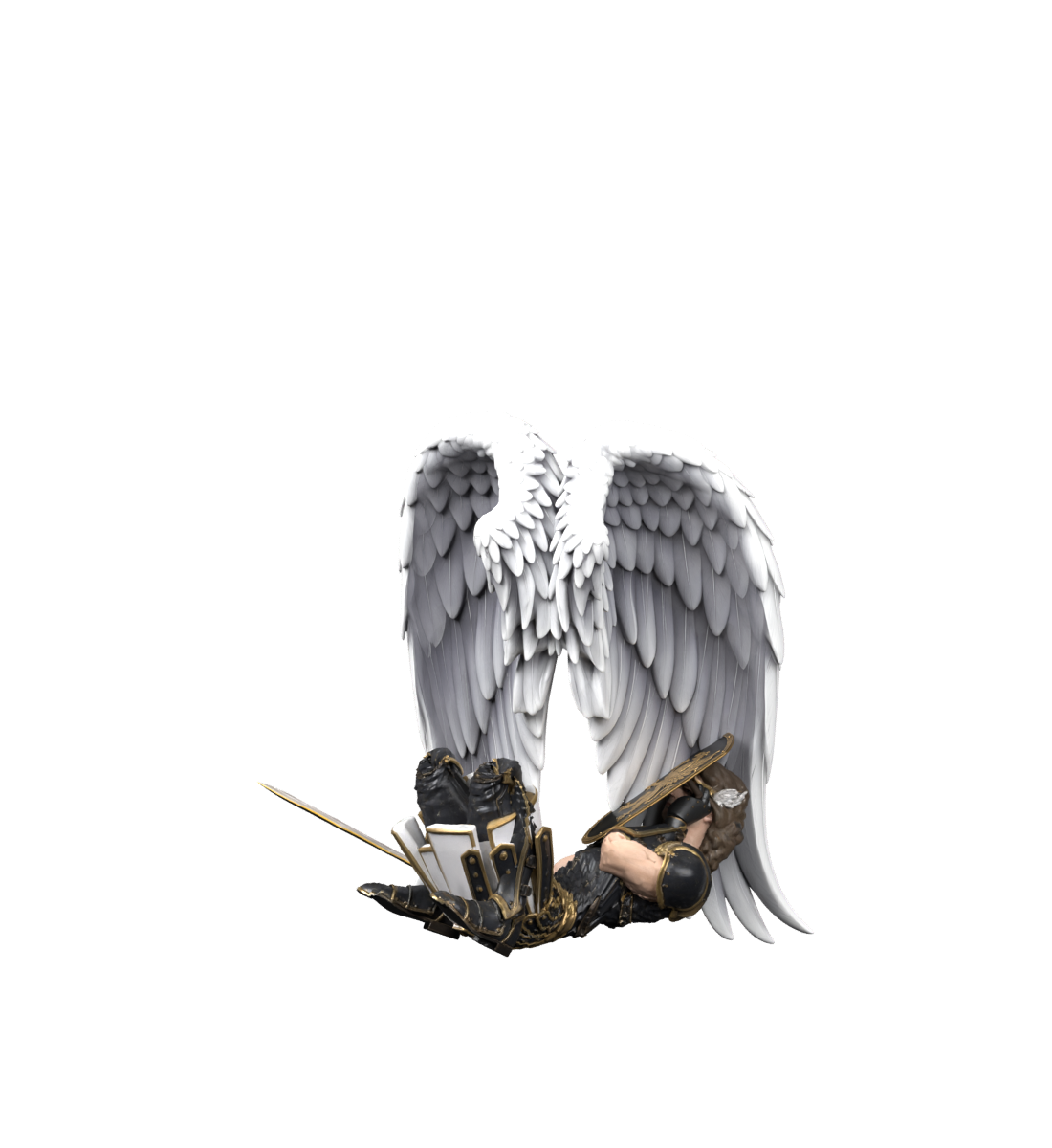 Rejected wing assembly: the body has fallen while the wings remain upright. Actual Blender still; not installed.