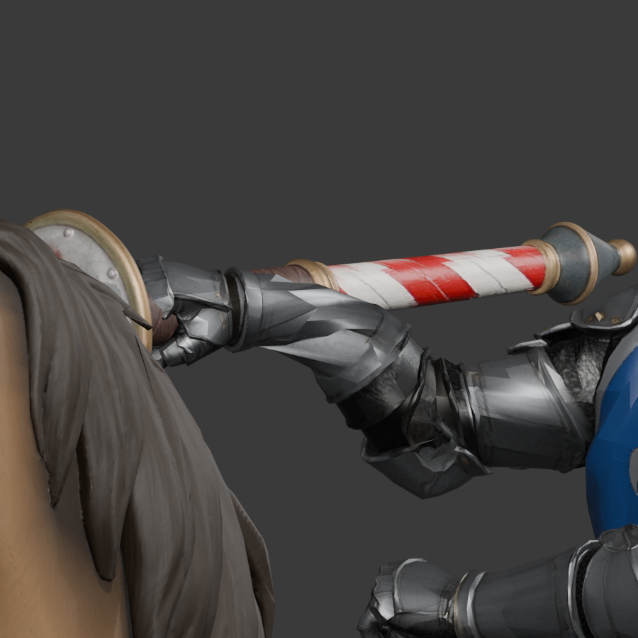 Revised level-thrust grip, a high-resolution Blender close-up; the complete poses appear below
