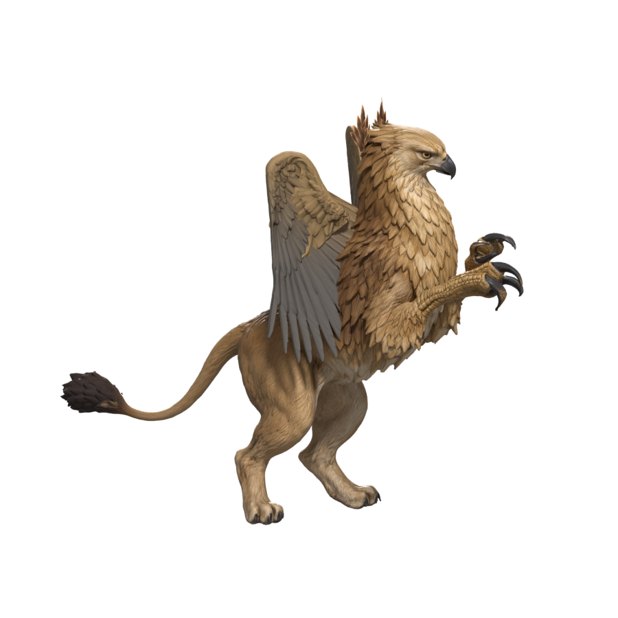 900 × 900 static Blender render of the claw revision, using the existing Meshy body and wings with local geometry and pose changes by Astra. Neither concept art nor an in-game screenshot