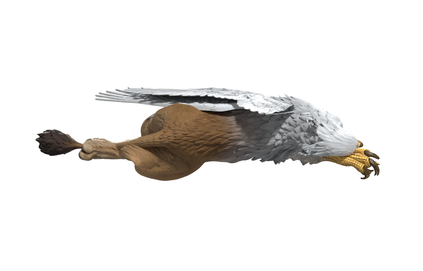 Royal Griffin with the same death animation, a 1400 × 900 Blender still; not installed