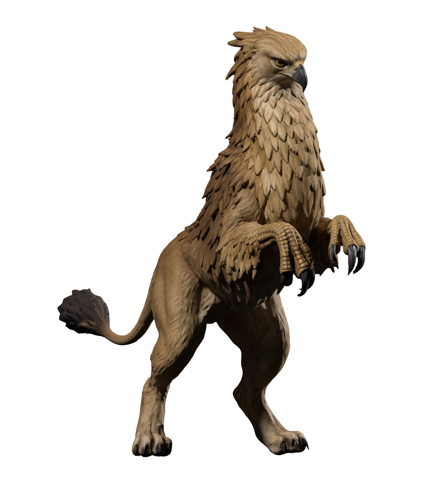 1400 × 1600 Blender still of the new Meshy Griffin body, without a rig or attached wings; neither concept art nor a game capture