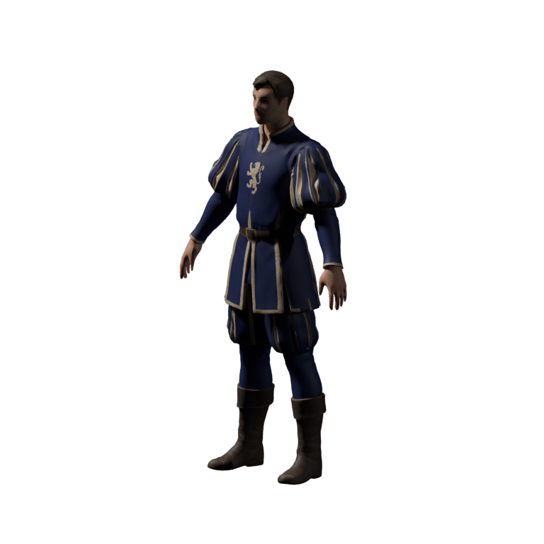 High-resolution static Blender render of the new Pikeman body in an A-pose, before attaching the separate articulated hands and pike