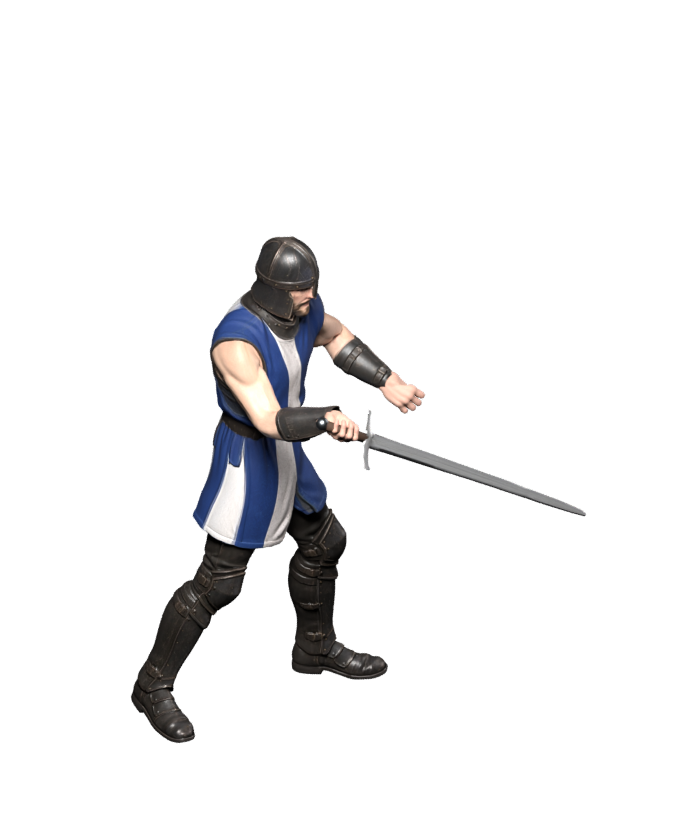 Swordsman frontal attack: actual HD Blender render