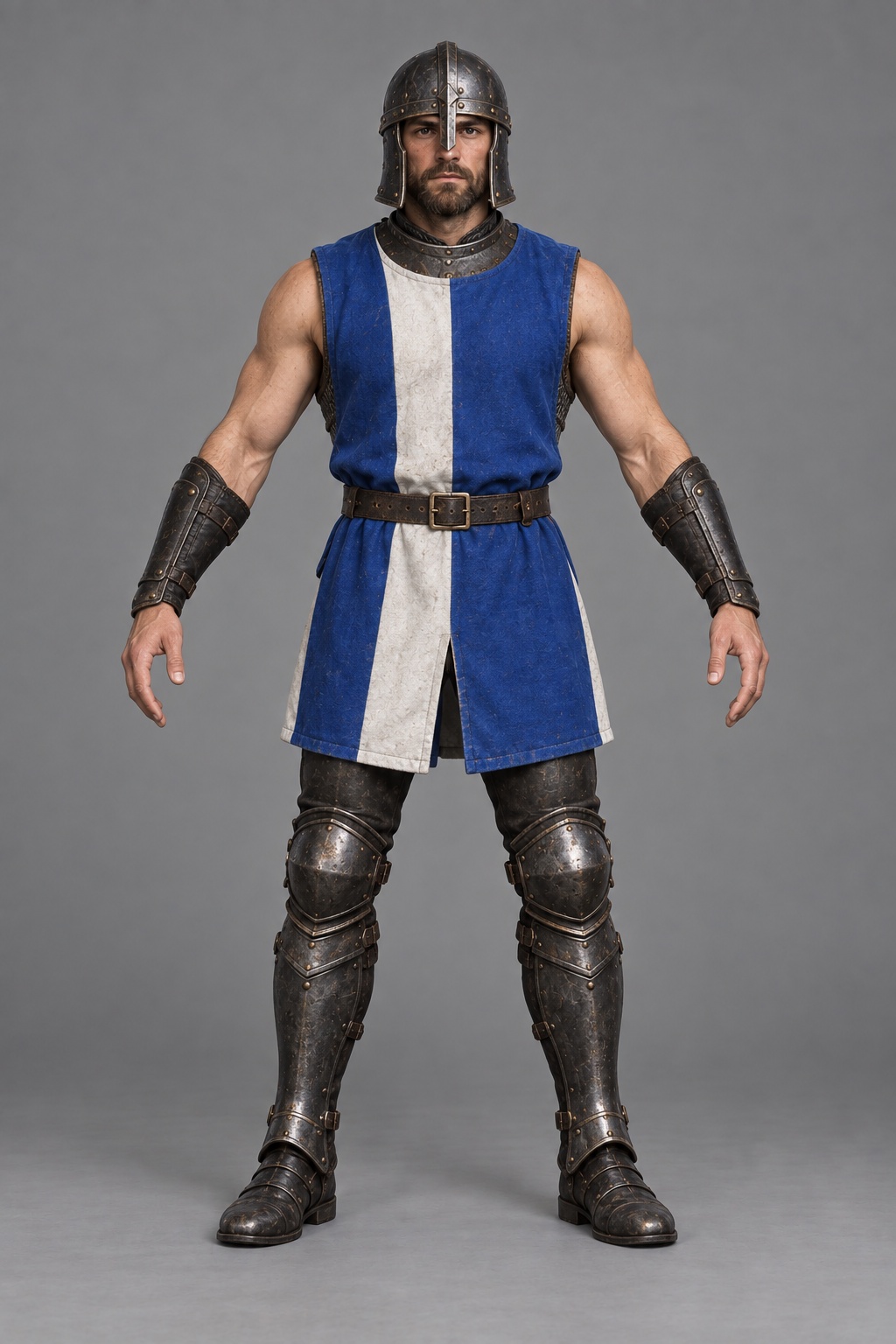 Swordsman modelling reference generated with built-in image_gen; sword and grip work are separate
