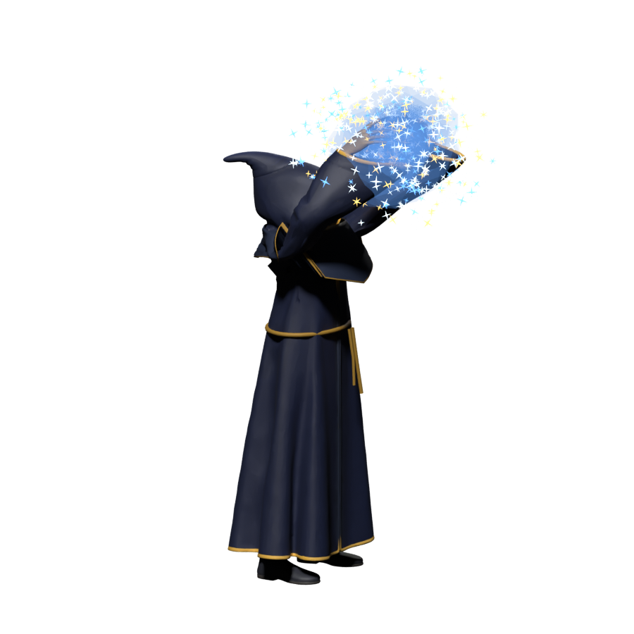 Revised upward cast, high-resolution Blender still; colour, star shapes and cloth remain unfinished